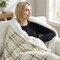 Americanflat 60x80 Oversized Tattersall Fleece Throw Blanket - Reversible Sherpa Backing - Ultra Soft Plush Comfort - Cozy Warmth For Couch Or Bed - Cream
